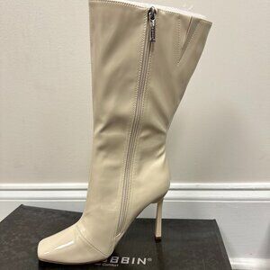 Cape Robbin Patent Cream Mid-Calf Stiletto Boots - Size 7.5